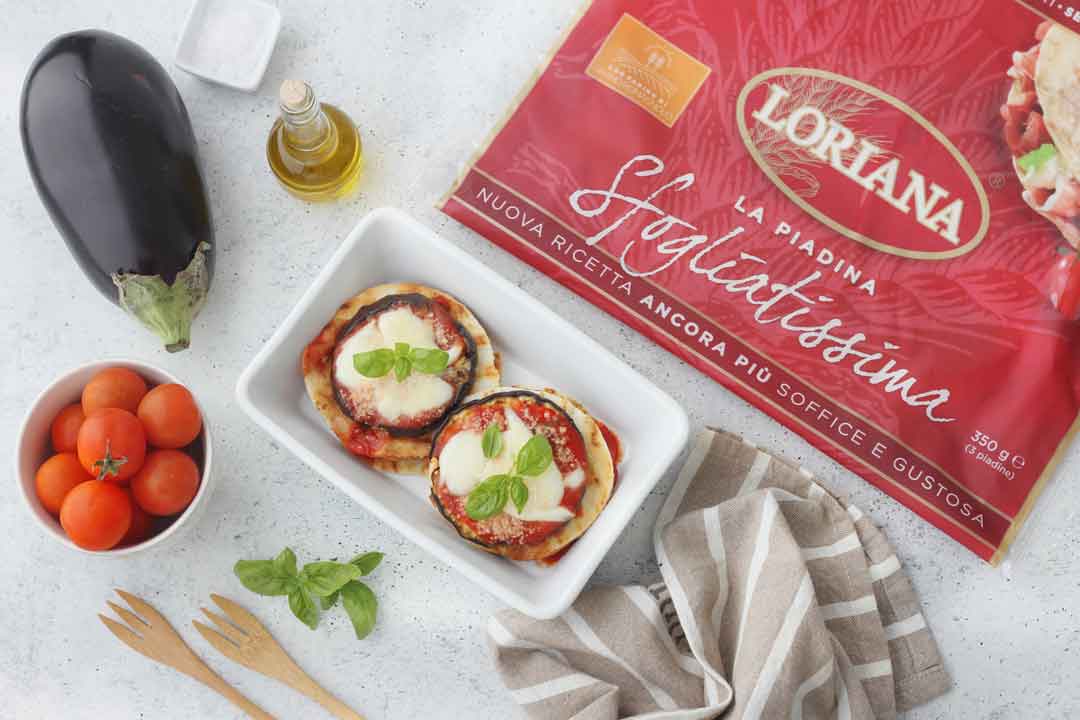 Parmigiana leggera e croccante con piadina Loriana