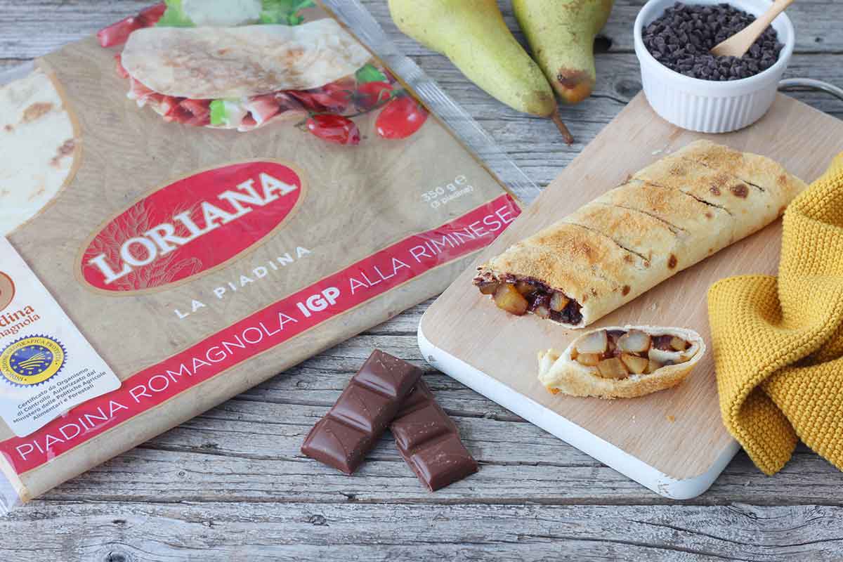 Strudel di Piadina Loriana con pere e cioccolato